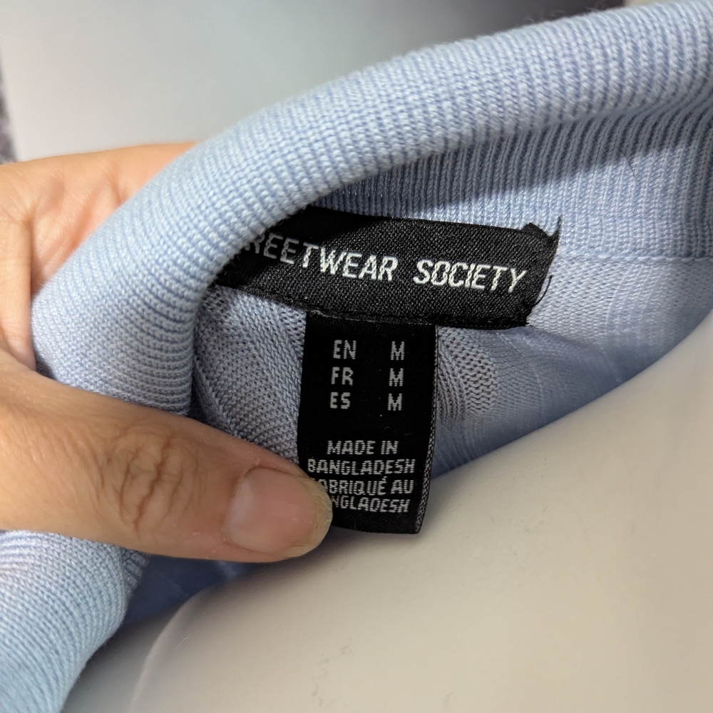 Streetwear Society Light Blue Ribbed Crop Top - Picture 7 of 7